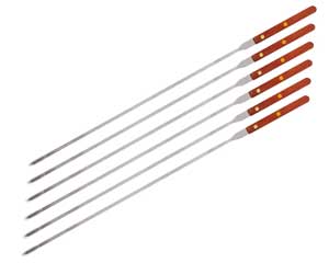 stainless steel skewers with wooden handles