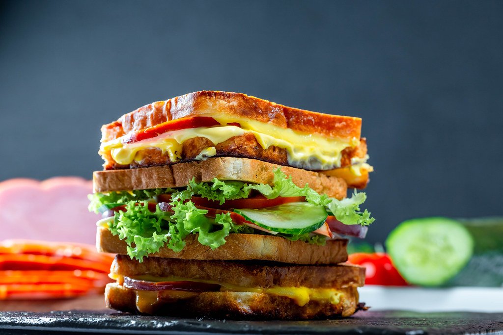 A multi-layered vegetable sandwich